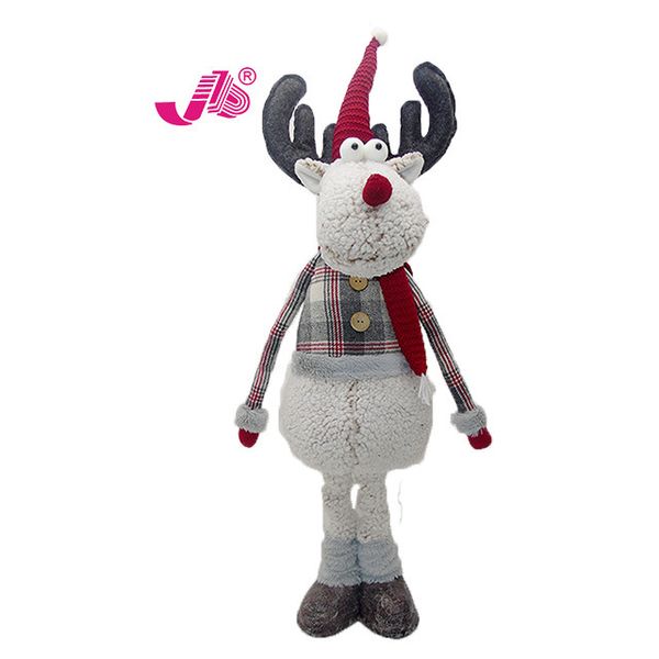 

large telescoping shirt fur trim reindeer plaid plush christmas decoration