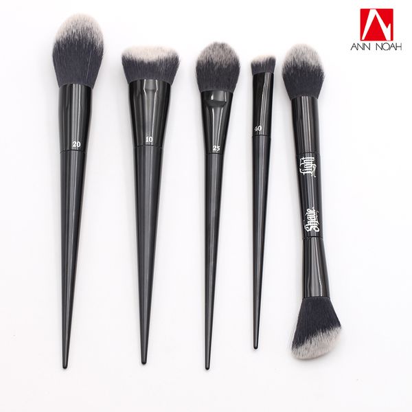 

fashion tattoo artist black long sleek stiletto handle soft synthetic hair 5 pcs makeup brush set