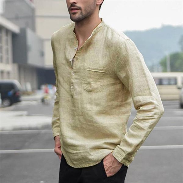 

shirts men's baggy cotton linen cool thin stripe button cotton shirt long sleeve classic autumn shirts men1, White;black