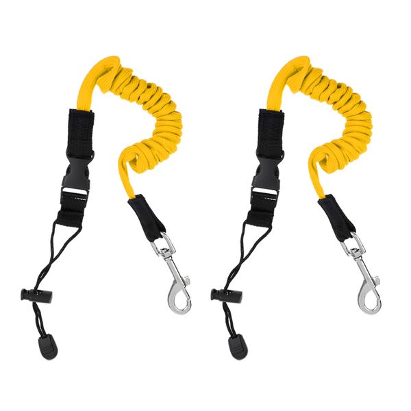 

2 шт / комплект безопасности kayak paddle поводок удочка спиральный шнур темляка желтый