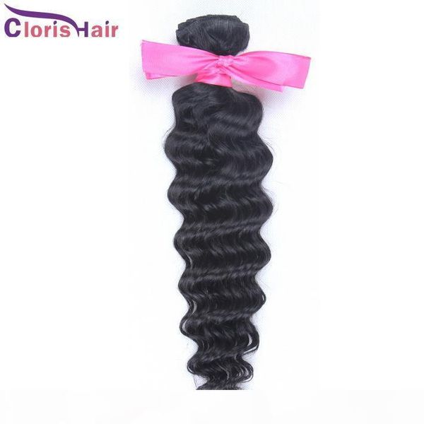 

sample curly double weft peruvian virgin unprocessed deep wave curls human hair weave 1 bundle wholesale extensions 100g natural color, Black