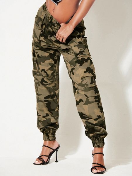 

sxy flap pocket camo pants x12g#, Black;white