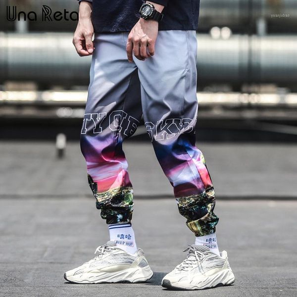 

unareta joggers men pants spring new casual pantalones hip hop cargo pants gradient color graffiti streetwear harajuku men1, Black