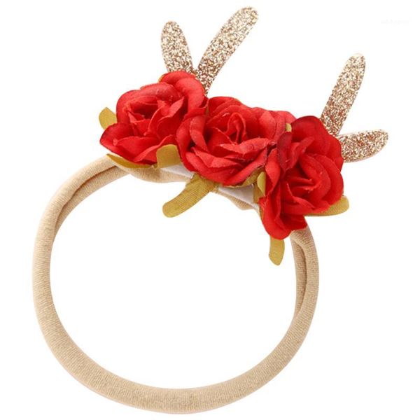 

christmas decorations 6pcs baby antlers floral crown headband girls rose flower buck horn hairband1