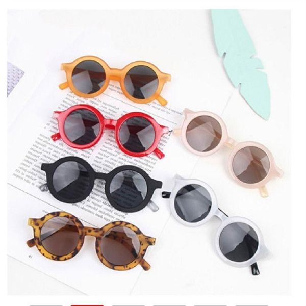 

sunglasses 2021 fashion round kids girls children goggle baby boys anti-uv sun glasses shades colorful uv400 eyewear, White;black