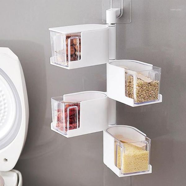 

storage bottles & jars seasoning box multi-layer drawer no punching wall-mounted rotatable grade plastic abs kitchen spice container1