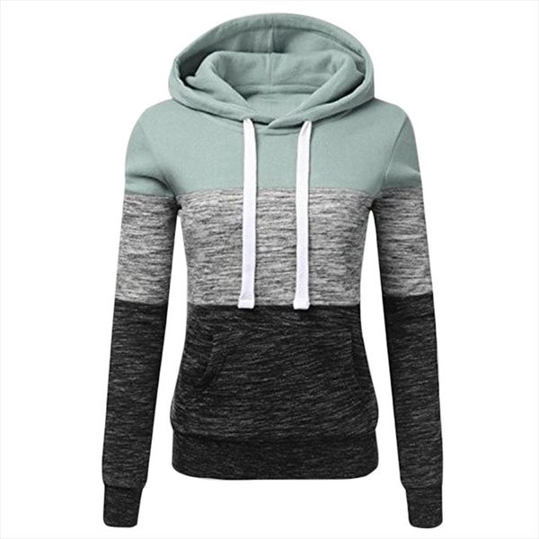 

sweatshirts autumn winter hoodies long sleeve hoody ladies zipper pocket patchwork hooded sweatshirt female outwear drop shipping, Black