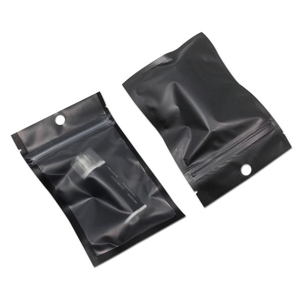 

200pcs matte clear black resealable ziplock electronics pack bag plastic date line card reader zipper package pouch with hole h bbypmw