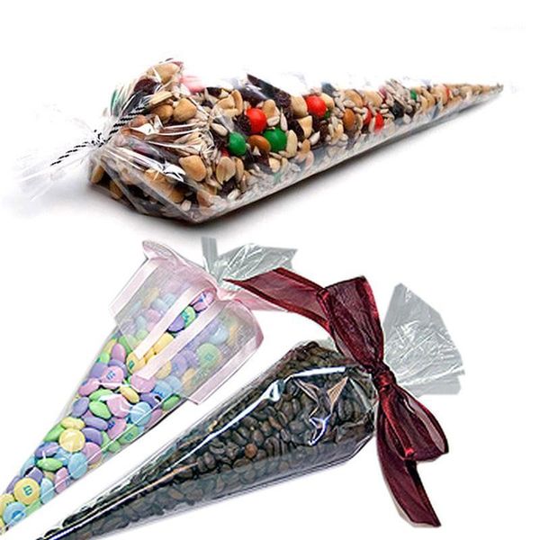 

gift wrap 100pcs packing bag candy cone bags flower chocolate sweet popcorn plastic wrapping birthday wedding party item1