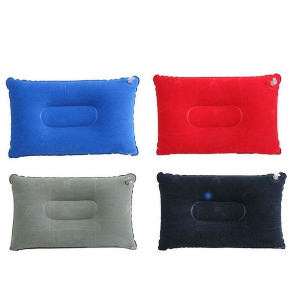 

wholesale- new portable folding air inflatable pillow double sided flocking cushion for outdoor travel plane l tf1px