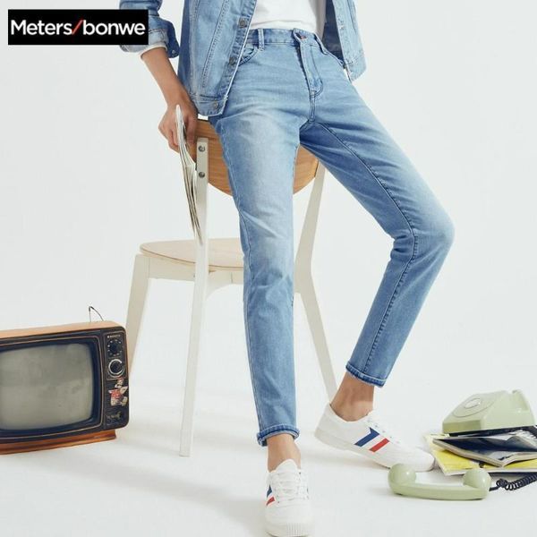 

metersbonwe men jeans skinny streetwear light blue pants slim trousers youth new casual trend slim jeans mens1