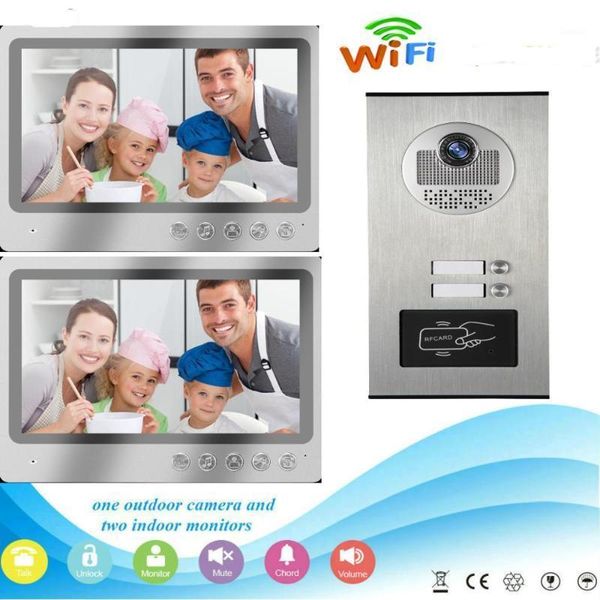 

video door phones smartyiba 9"wifi building intercom system app control record apartment doorphone 2 units rfid camera1