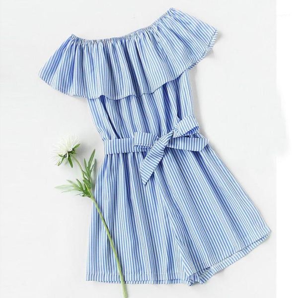 

ruffle summer jumpsuit women playsuits bow tie high waist romper 2017 beach casual short overalls combinaisons femmes wholesale1, Black;white