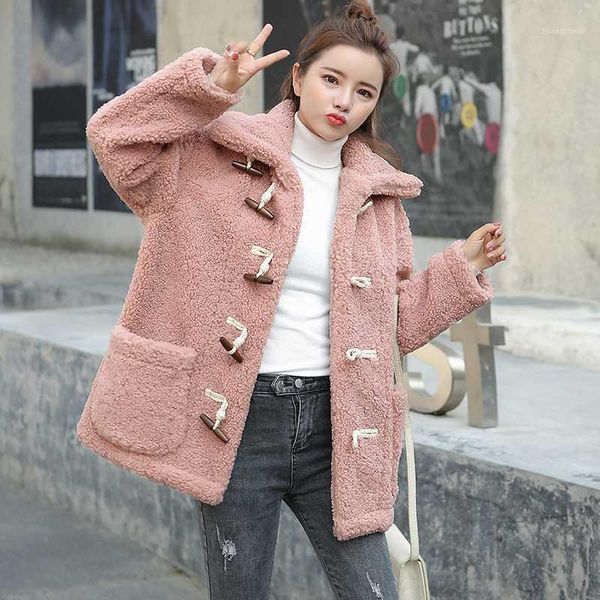 

lambs wool coat more female han edition loose fur one brief paragraph winter new students particles velvet suit1, Black;brown