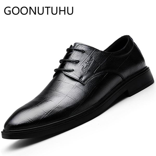 

2020 новых людей способа ботинки платья неподдельной кожи мужские классические коричневые черный ботинок человек офис формальных обувь для м, Black