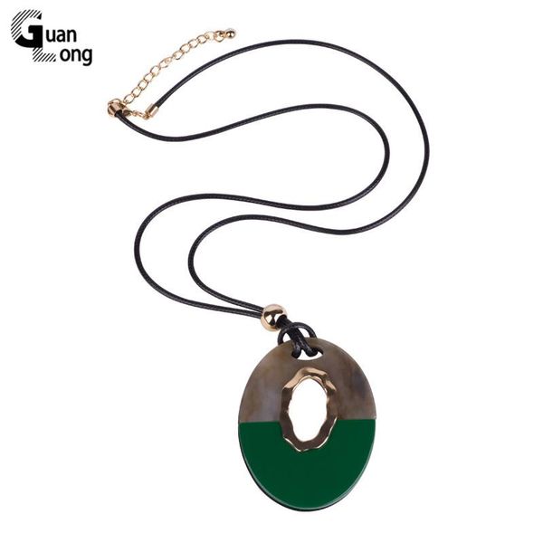 

pendant necklaces guanlong classic fashion acrylic for women with big resin geometric long leather chains necklace gifts jewelry, Silver