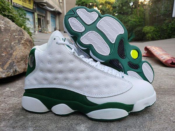 

j13 ray allen pe lucky green men basketball shoes 414571-125 good qaulity 13s white black sport trainers sneakers size 8-13