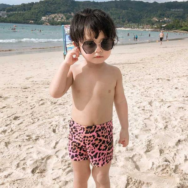 

children's swimwear children's boys swimsuit baby swimming pants leopard print medium boy pink coffee color nylon spandex comforta