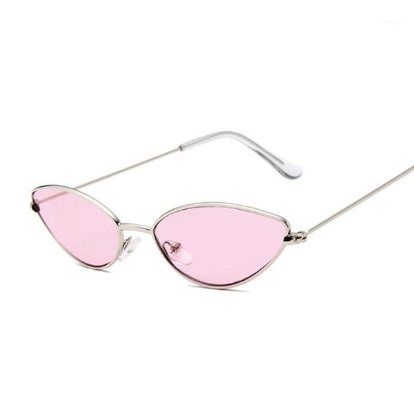 

sunglasses vintage cat eye women small frame design female candy color alloy mirror street beat shopping oculos1, White;black