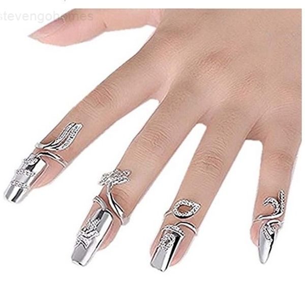 

unique womens finger fingernail protective nail cap ring art tip cover, Silver