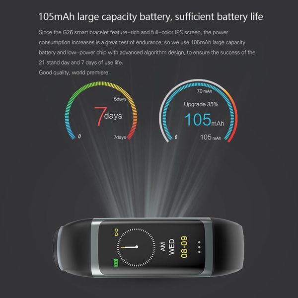 

smart bracelet fitness tracker g26 blood pressure oxygen hear rate monitor smart bracelet waterproof gps pedometer tracker wmtaxu xhlove