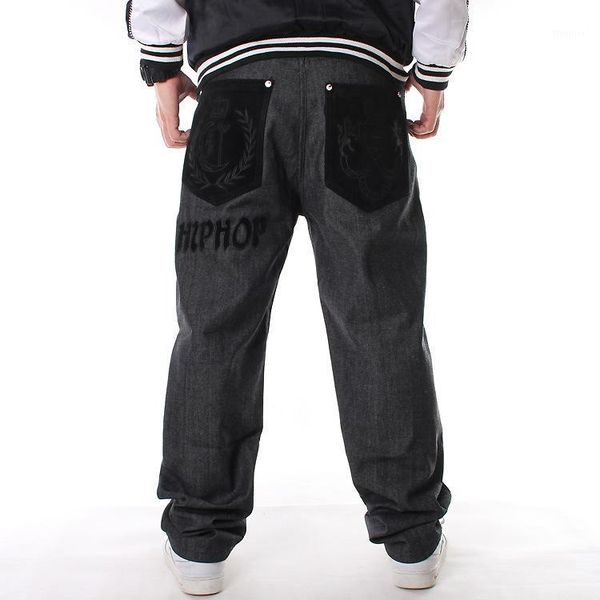 

c239 european and american hip-hop casual clothing flocking loose skateboard long pants plus fertilizer plus oversized jeans1, Blue