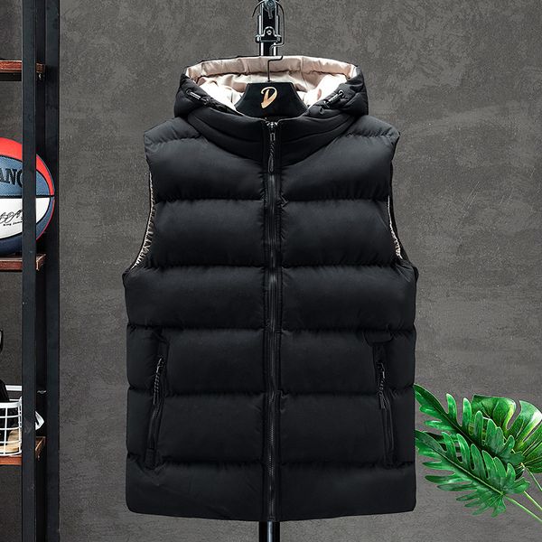 

cotton wool collar down have a hat ma3 jia3 vests sleeveless jackets plus size quilted vests men vests outerw selling qq, Black;white