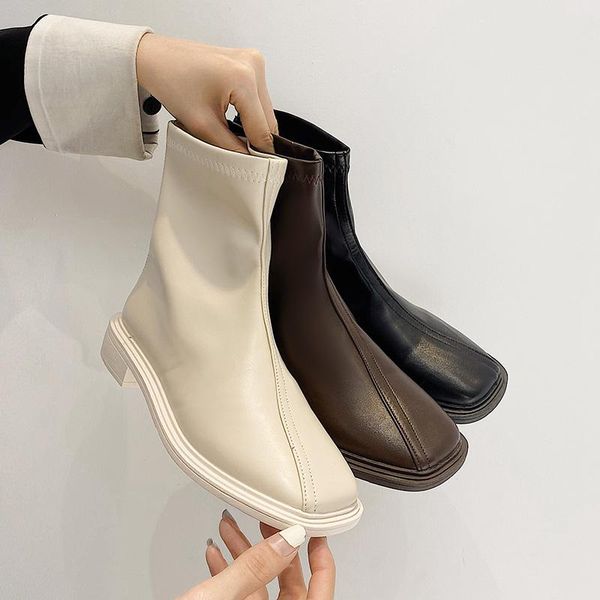 

зимние сапоги ледибранд женская обувь назад zip пинетки ladies zipper boots-женщин низкие каблуки пинетки круглый toe 2020, Black