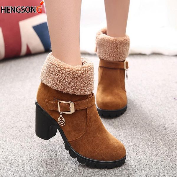 

winter new women shoes ankle boots plush ladies female boots super high heel quality rubber, Black