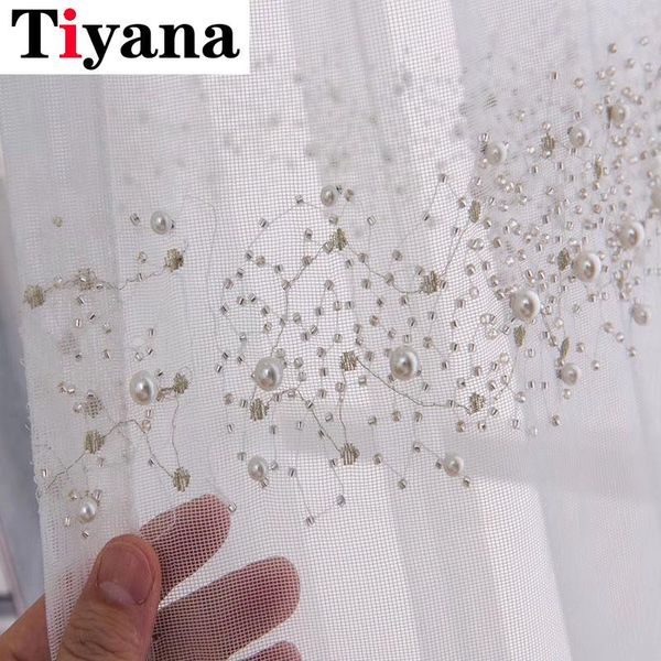 

curtain & drapes luxury beautiful 3d pearl series gray tulle curtains for bedroom diamond bright sheer window living room kitchen zh452y