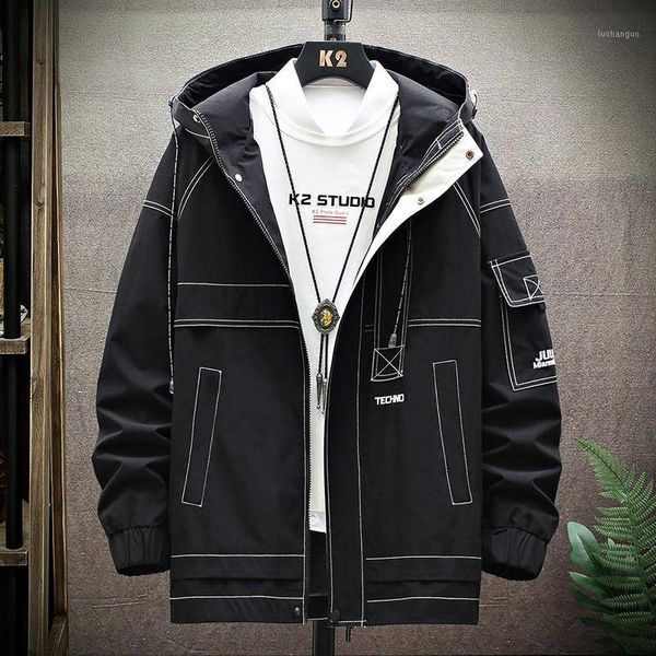

hcxy brand mens hooded jacket spring and autumn fashion jacket for men stitching color casual coat and male1, Black;brown
