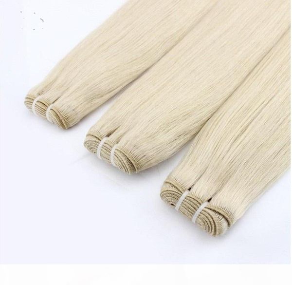 

перуанский прямые волосы weave 100% человеческих волос 10-30 inhcs # 60 платиновый блондин цвет волос плетение связки, Black