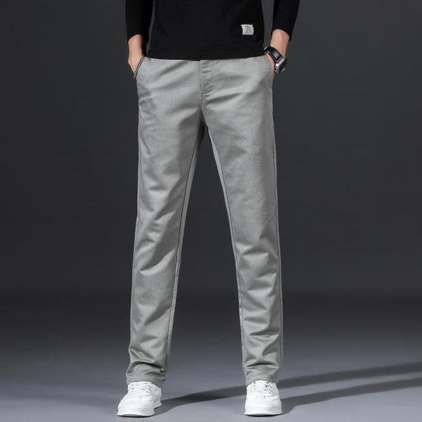 

spring autumn classic style men modal fabric straight casual pants 2021 new stretch business brand trousers male office clothes, Black
