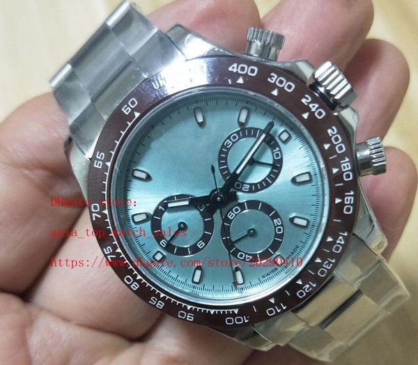 

super bpf 116506 eta multi-function chronograph watch 7750 movement 316 l steel 40mm ice blue dial sapphire glass mens watches, Slivery;brown