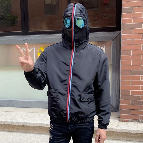 

ymwmhu new trend jacket men long sleeve hooded autumn thin clothing solid streetwear men coat and jackets loose fit 1, Black;brown