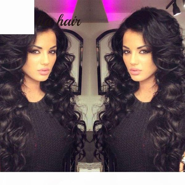

full lace wig 100% brazilian virgin human hair wigs body wave wavy hair wigs front lace wig bella hair ing, Black;brown