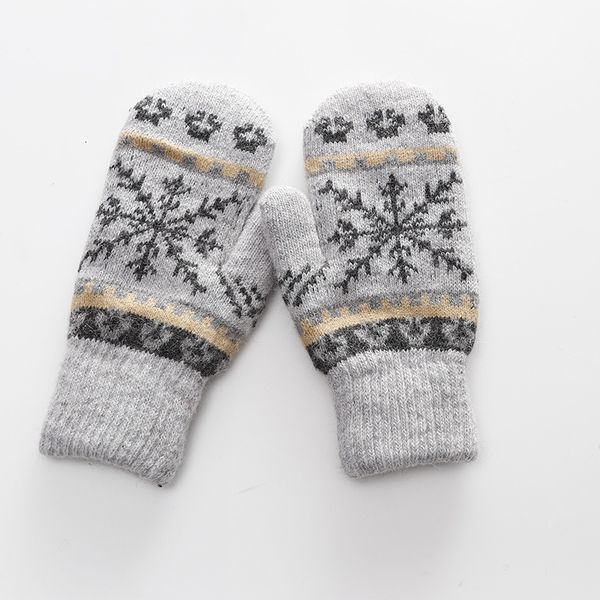 

women winter knitted warm delicate pattern windproof mittens gloves heated for christmas, Blue;gray