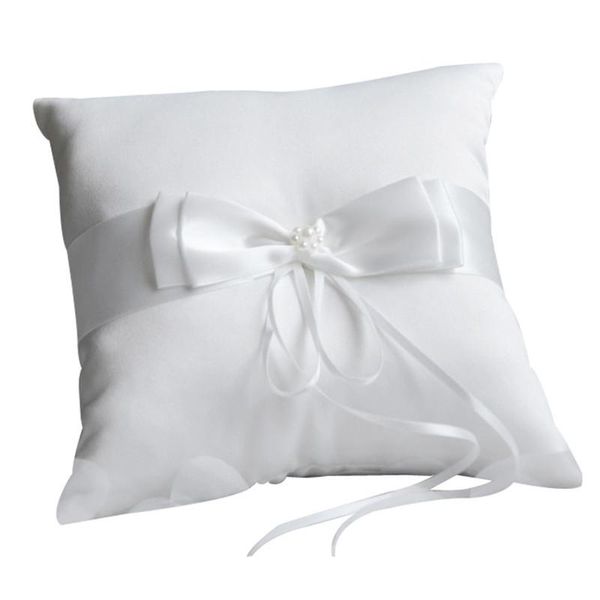 

party decoration double bow ribbon pearls romantic ring pillow bridal wedding ceremony pocket cushion bearer with ribbons