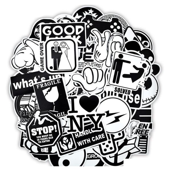 

100 pcs waterproof black and white transparent stickers toys for kids all people diy decoration phone lapluggage s sqchqo abc2007