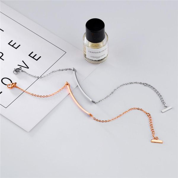 

xqni simple temperament titanium steel plating rose gold "o" word chain bracelet girlfriend jewelry character lettering sqclhf new, Golden;silver