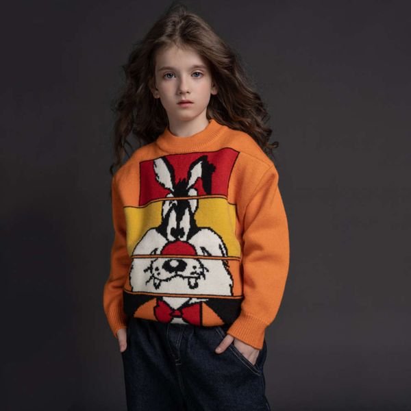 

cartoon printing thickened 2020 new medium and large ba cashmere boy / girl's sweater children's bottom coat, Blue