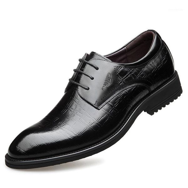 

dress shoes limeike men's quality genuine leather pattern black soft man real business leather1