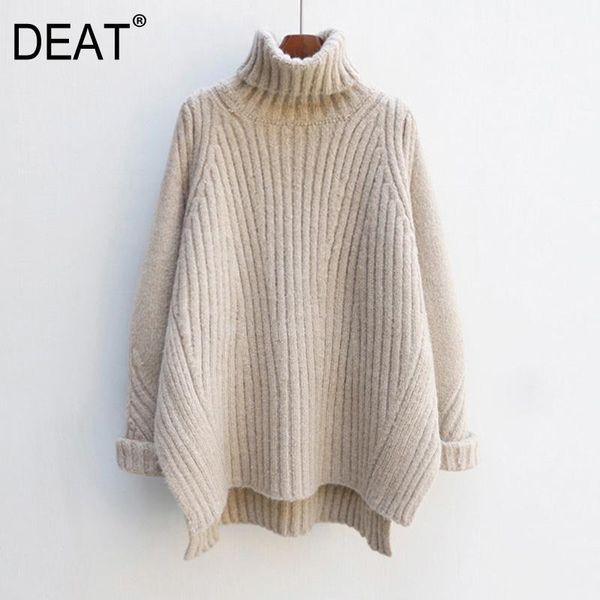 

deat] 2019 new spring turtleneck long sleeve brief split joint irregular temperament knitting sweater women fashion tide jz6041, White;black