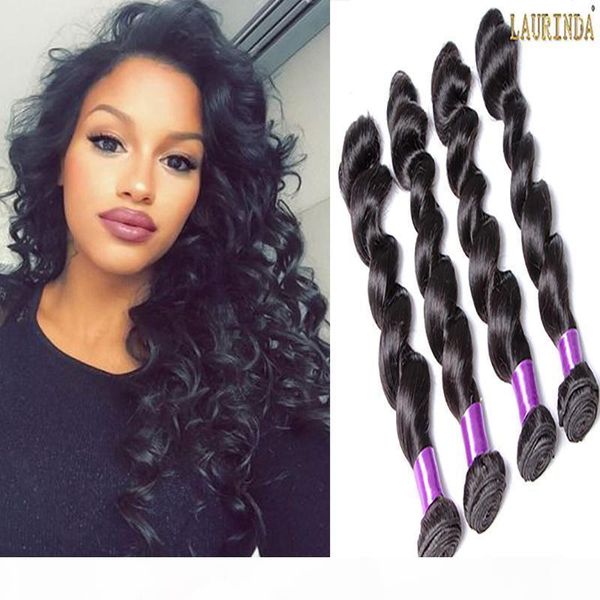 

brazilian hair bundles unprocessed virgin soft human hair weave wavy loose wave hair weft natural black 4pcs ing, Black;brown