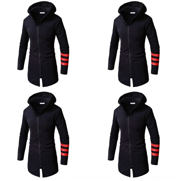 

oe6uu sweater men's wear coat wool sweater wool autumn and winter men's hooded fleece slim fitting ribbon stripe long ozzp2 coat n, Black