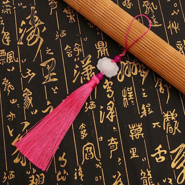 

10pcs lot 12cm white jade lotus flower tassel silk fringe sewing tassel trim decorative key tassels for curtain home decoration h jllpjo