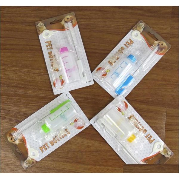 

60ml puppy kitten feeding bottle pet dog cat bady nursing water milk animal baby feeder with cleaning brush random qyljfb bdenet