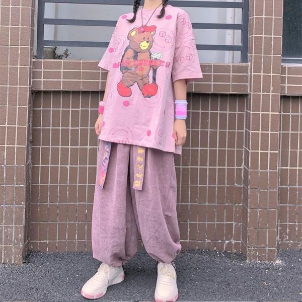 

сладкий летний костюм студент корейский свободный хип-хоп граффити полу рукава рубашки и свободные повседневные брюки с широкими ногами, Gray