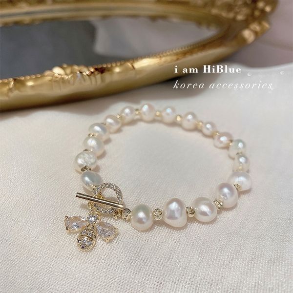 

9vxfv ins crystal little bee french baroque design sense freshwater ins crystal little bee french baroque design f bracelet pearlpearl sense, Golden;silver