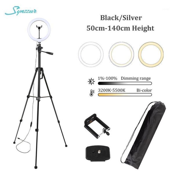 

flash heads camara tripod stand with usb light ring 10inch bi-color selfie led phone fill lamp pographic lighting for youtube video1